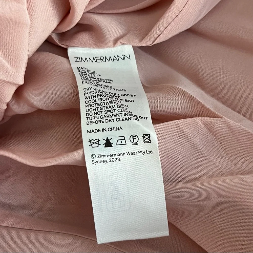 NWOT Zimmermann Matchmaker Bustier Wool-Silk Blush Pink Mini Dress 0 - Picture 13 of 16